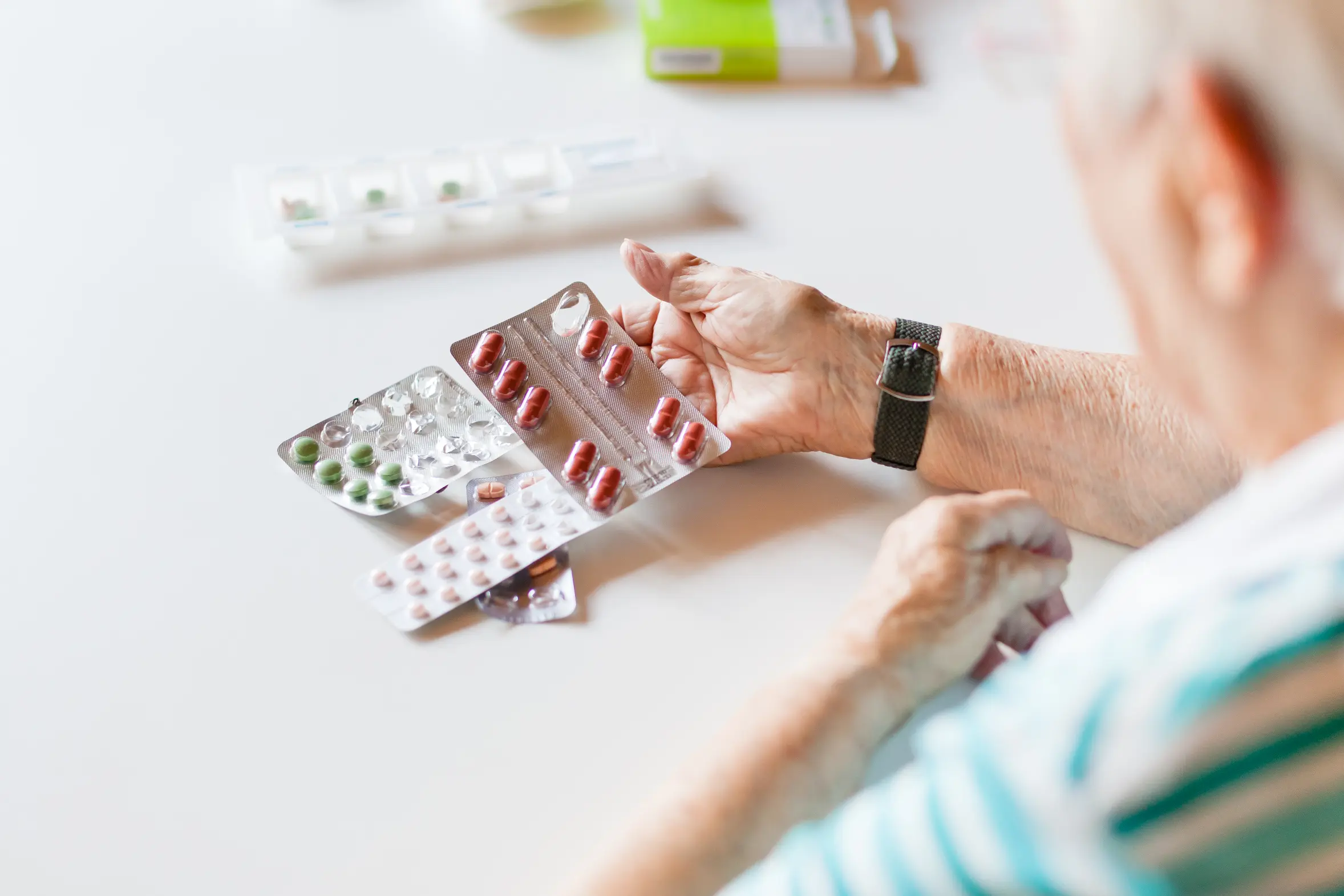 Old man with medicines